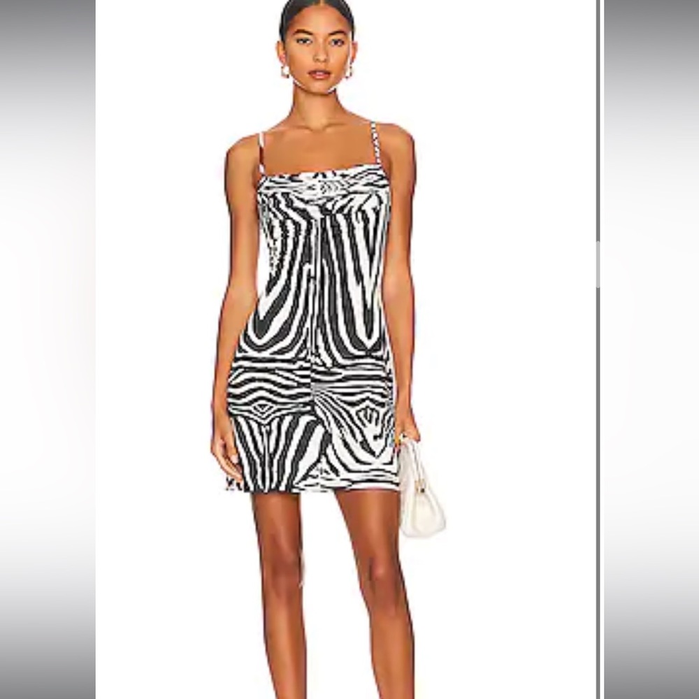 Kamala Mini Dress in Blanc Zebra/Revolve Brand New